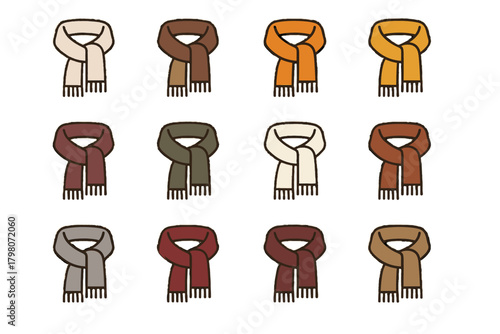 Rust array maroon grey orange scarf tan icon brown mustard vector cream