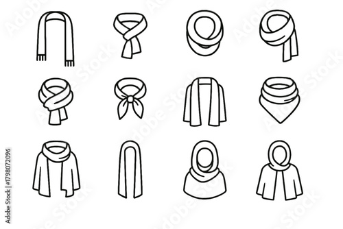 Collection short vector oversized folded hooded icon scarf wrapped cape draped