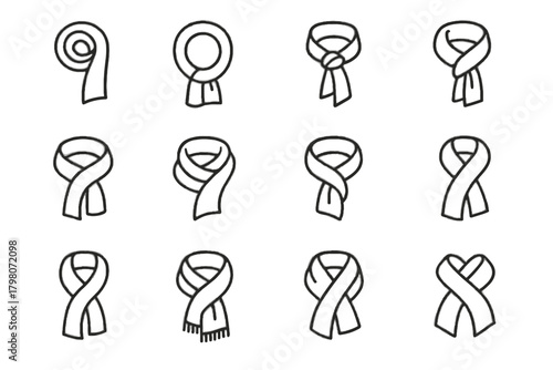 Overlapping wrapped folded icons icon fringed scarf draped crisscrossed folding vector looped