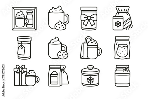 Bag hot icons gift cookie icon reusable blanket tag tin chocolate vector