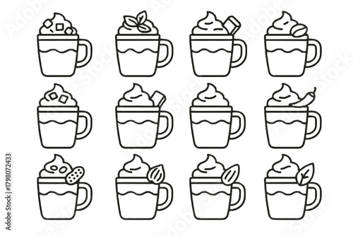 Chocolate vegan vector icon caramel hazelnut mocha hot mint nutty milk white