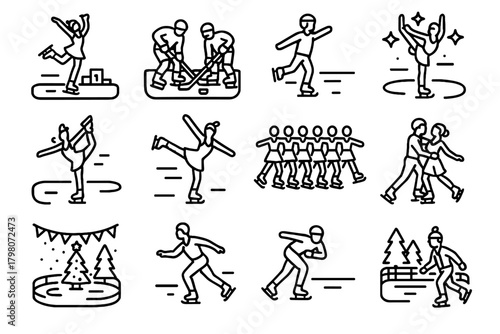 Session figure outdoor recreational vector practice skating icon ice synchronized