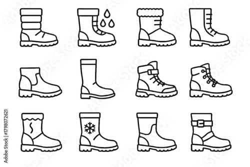 Winter icon waterproof thermal snowboard vector boots hiking buckle snow ankle