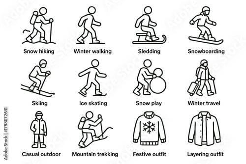 Boots icons ice outfit winter snow icon casual trekking mountain vector outdoor