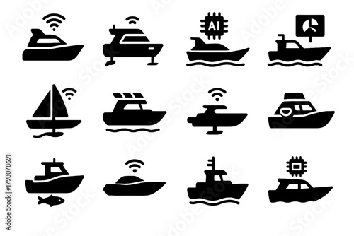 Smart control craft icon vessel yacht virtual digital boat leisure vector
