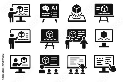 Ar vector educational device interactive touchscreen icon board teaching holographic virtual