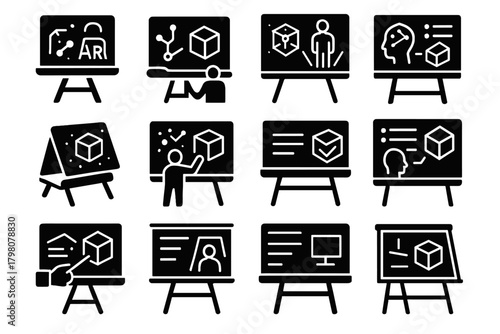 Panel display interactive icon vector lesson touchscreen virtual board ar