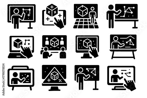 Board panel ai icon surface ar display device vector teaching holographic