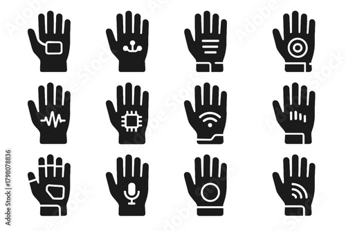 Icon ai wearable feedback interactive voice glove controlled iot vector haptic