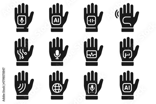 Ai wearable digital virtual smart glove portable icon robotic vector