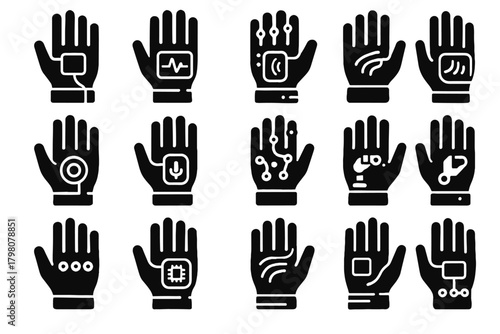 Device glove ai vector portable controller handwear icon hand voice digital