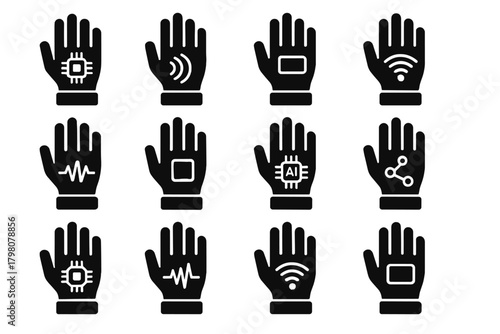 Voice assistant wearable interactive smart hand vector ai virtual glove icon