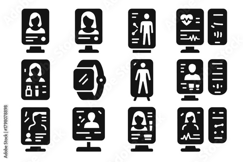 Icon device assistant mirror icons vanity smart interactive intelligent ar vector