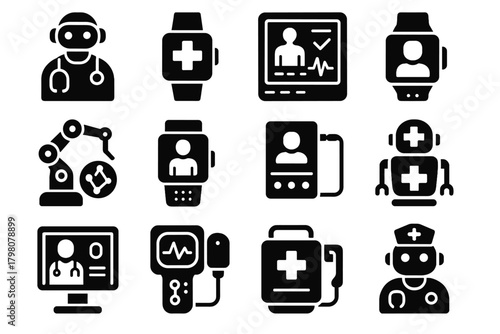 Device tool emergency panel consultation icon vector ai tracking medical