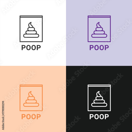 Pet Waste Disposal Bag Line Art Icon for Dog Poop Clean Up, Hygiene, and Sanitation Symbols