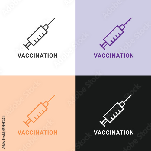 Vaccination Syringe Line Art Icon for Medical Immunization, Healthcare Injections, and Veterinary Shots.