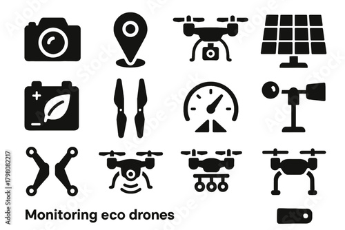 Blades icon battery detector wind altitude eco vector foldable gear drone