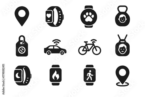 Icons vector wristband icon smart safety tracker calorie child elderly sleep
