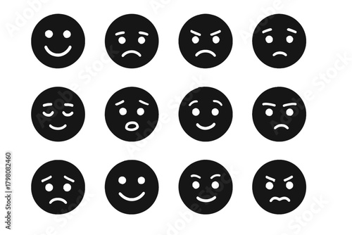 Proud hopeful icon vector empathetic grid fearful mood face lonely avatar optimistic