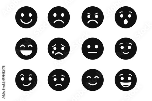 Confident surprised angry avatar excited vector icon emotion icons face laughing relaxed
