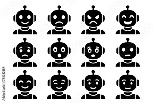 Joy icon surprise vector laugh hope robotic futuristic robot shy fear emotions