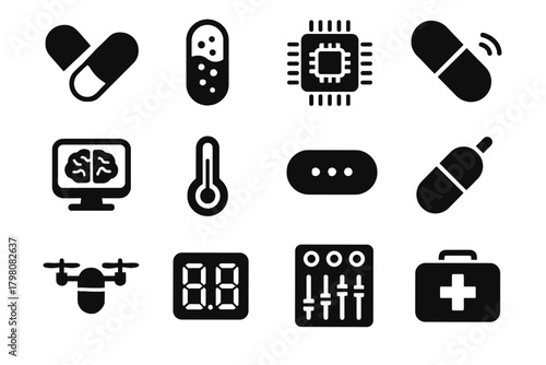 Port bio vector monitor capsule icon emergency nutrient drone digital ai sensor