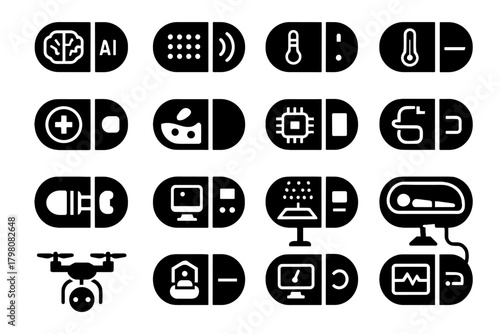 Panel vector icon display gauge microchip healthcare led medical sensor data smart
