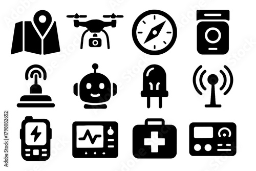 Portable gps indicator vector icon compass panel modern vr emergency navigation ai