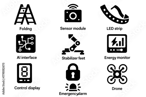 Safety ladder icon emergency stabilizer display drone vector strip led control smart