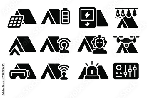 Icon energy emergency panel innovative vector monitor technologies lights control drone beacon