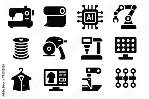 Cutter ai next hanger icon spool tailor fabric vector device sewing gen