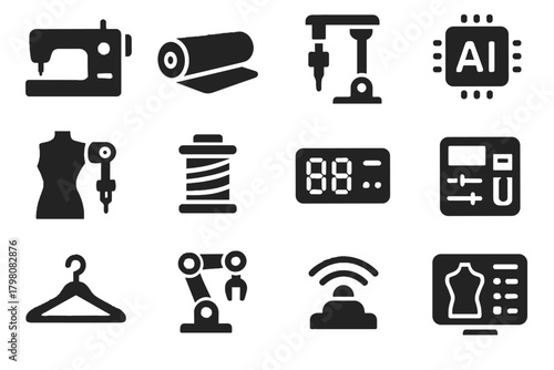 Fabric display module roll robotic ai automated icons icon vector interface fashion