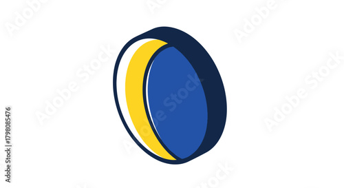 Abstract rugby ball illustration with yellow and blue colors.
