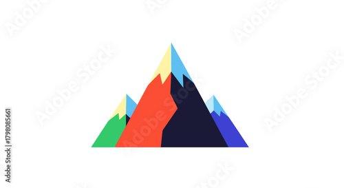 Colorful abstract mountain range logo icon design.