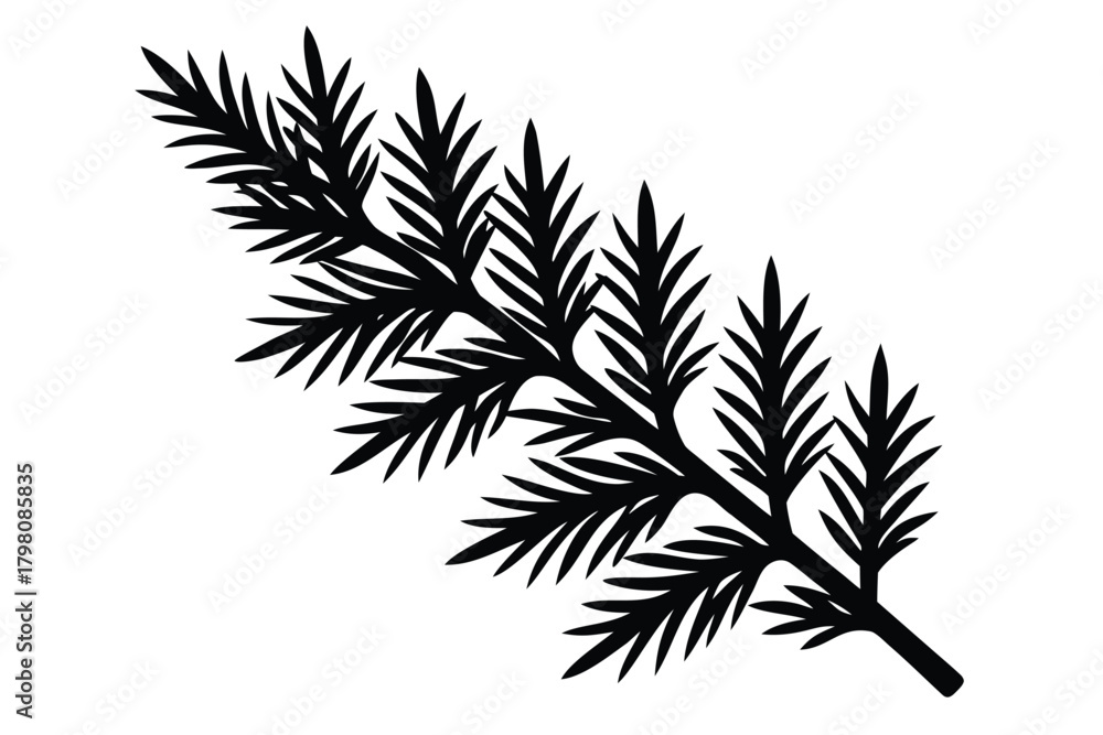 Fototapeta premium winter evergreen branch vector icon silhouette ill