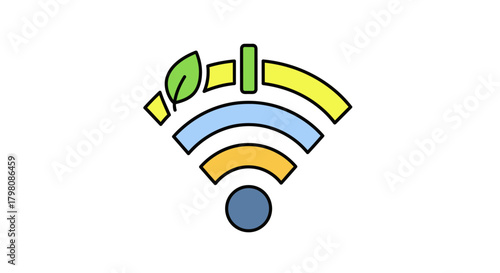Eco-Friendly Wi-Fi Signal Icon with Leaf Element.