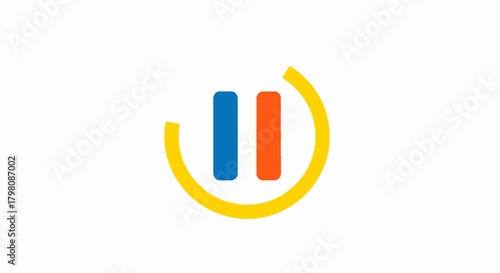 Modern flat design pause button with a circular timer element.