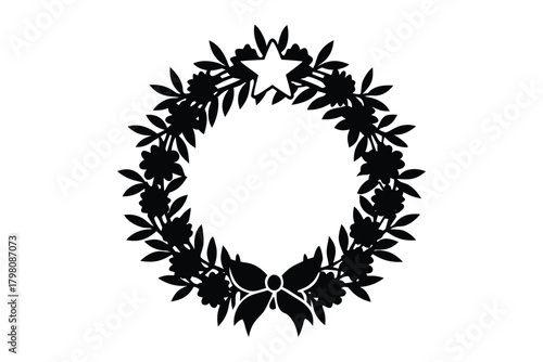 christmas wreath vector icon silhouette illustrati