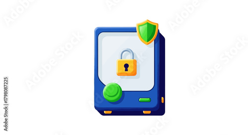 Secure Hard Drive Data Protection Concept Icon.