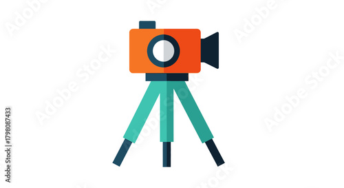 Surveying instrument on tripod for land measurement and construction.