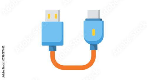 USB Cable Connecting Devices for Data Transfer and Power.