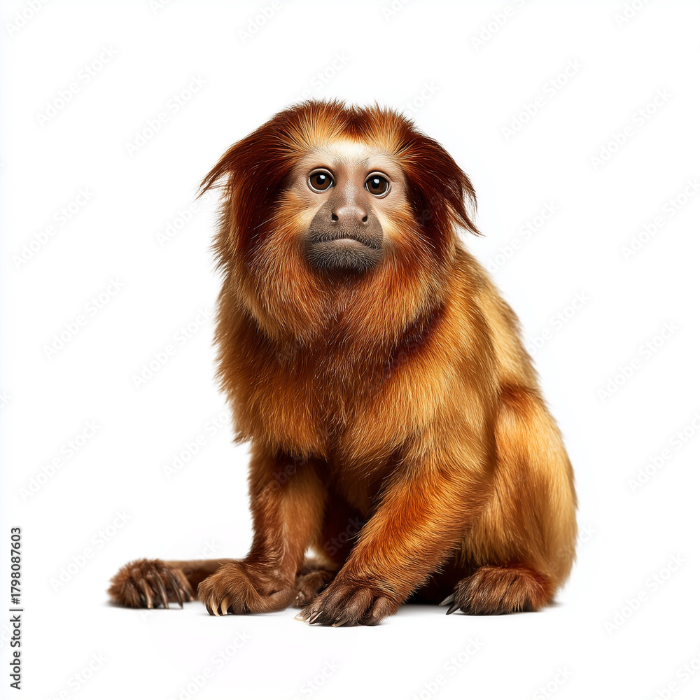 Fototapeta premium Golden lion tamarin monkey on white background