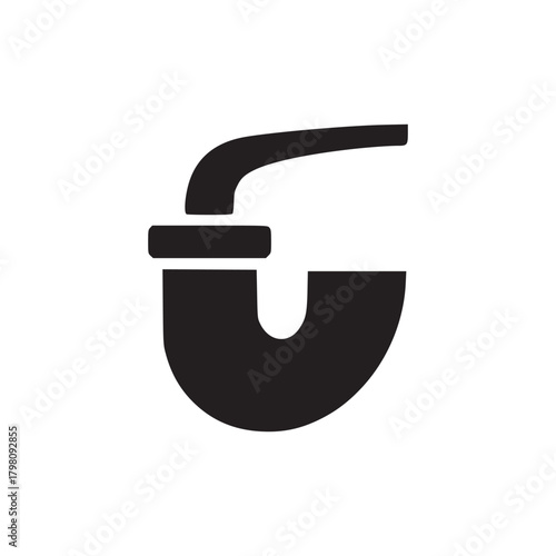 A simple black and white illustration of a smoking pipe with a curved stem and a cylindrical bowl shape