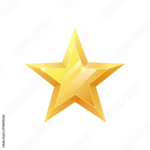 Glossy three dimensional gold five pointed star vector illustration graphic design.