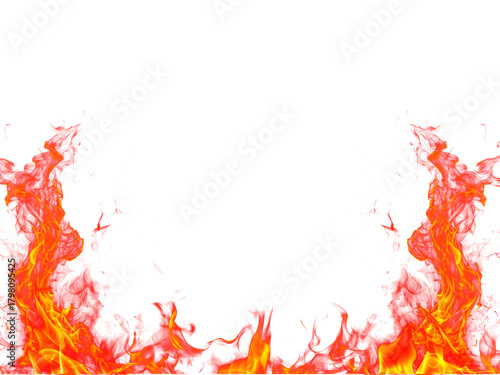 Collection of Bright, fiery flames rising against a dark black background and Transference 