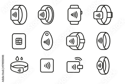 Wristband chip vector wallet waterproof payment futuristic wearable devices smart nfc icon