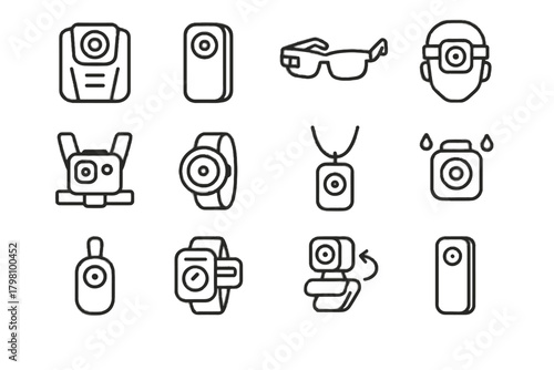 Mini vector smart camera icons cam rotating wrist icon clip wearable