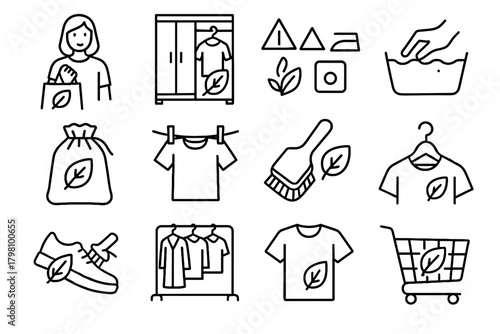 Hand cleaning icon clothing laundry cart vector icons sustainable wardrobe air clothes