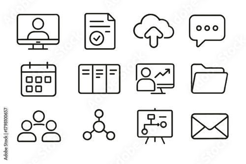 Call document message icon presentation vector remote file screen icons connection video