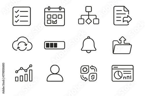 App chart icon digital workflow vector user reminder icons progress calendar notification